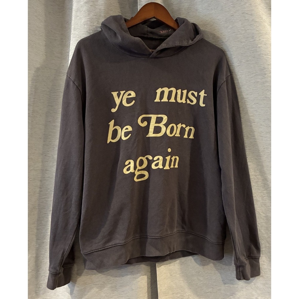 Ye Must Be Born Again Sweatshirt Mens Large Gray Hip Hop Streetwear Hoodie CPFM